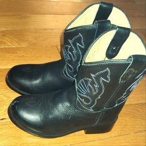 LEATHER MASTERSON BOOT COMPANY BLACK COWBOY BOOTS SIZE 7 TODDLER ADORABLE